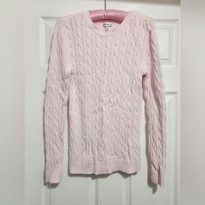 Croft & Barrow Cabled Crew Neck Sweater Pink Small